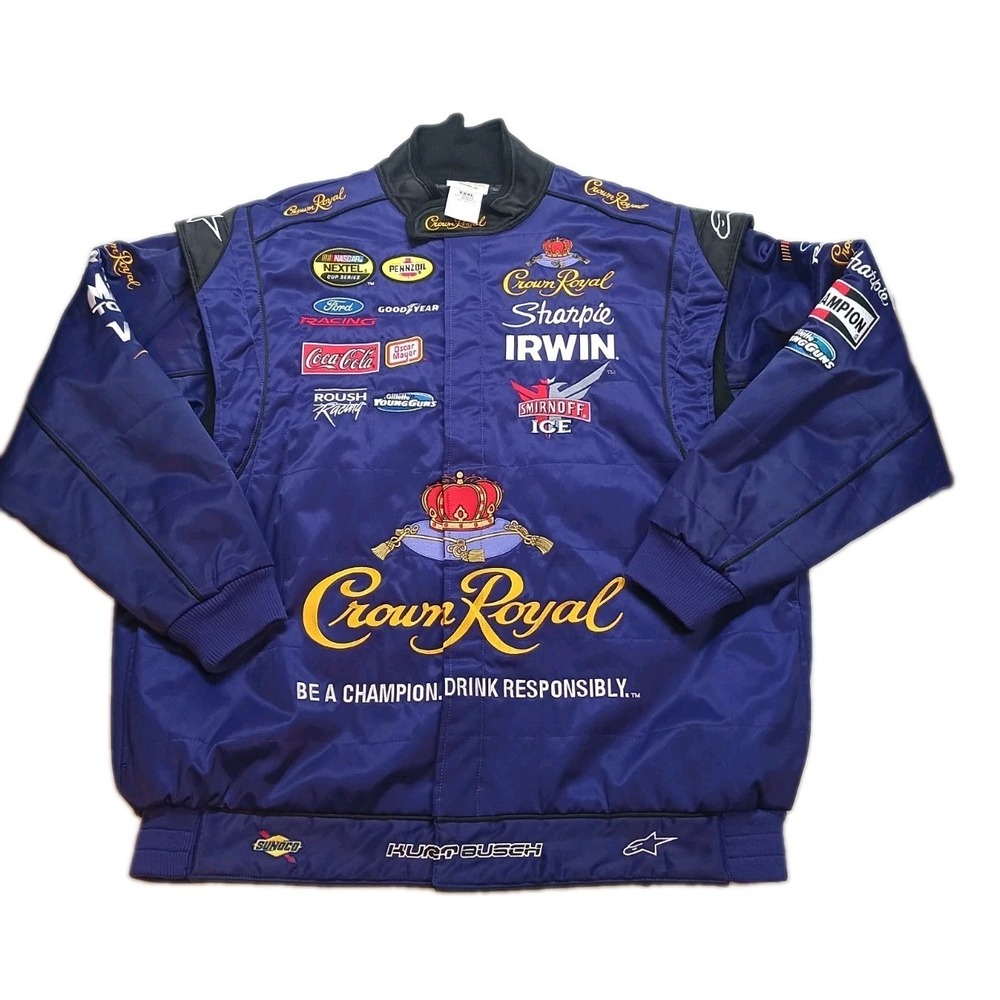 Vintage Kurt Busch 2005 Crown Royal Team Caliber XXXL Snap Jacket NOS Rare Size